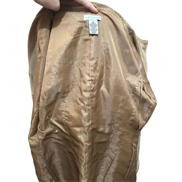 Twiggy Womens Leather Coat with Wool Blend Knit Sleeves Hip Length Retro Size M - Picture 9 of 16